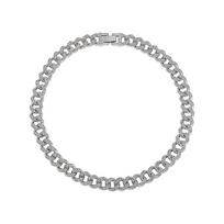 The same full diamond Cuban necklace men's European and American hip hop ins trendy cool accessories street style thick chain fashion jewelry gray