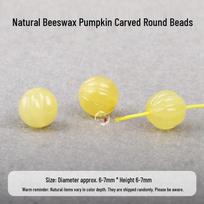 Natural Beeswax Pumpkin Beads Yarn Ball Yellow Amber Round Beads Bracelet DIY beige