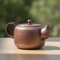 Hammered Copper Tea Kettle Antique-Style Teapot with Side Handle Small gray