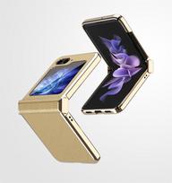 For Samsung Galaxy Z Flip 6 5 4 3 5G Luxury PU Leather Lychee Pattern Metal Frame Phone Case Plating Shockproof Protective Cover For Galaxy Z Flip 3 auksas