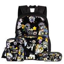 Murder Drones 3Pcs set with Front Pocket Backpack Kids Backpack Shoulder Bags Pencil Bag Student School Bags Rucksack black