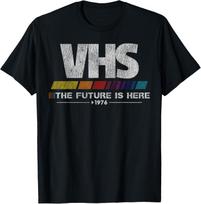 VHS The Future Is Here 1976 Vintage Retro Graphic T-Shirt Soft Cotton Crewneck Tee For Men M gray