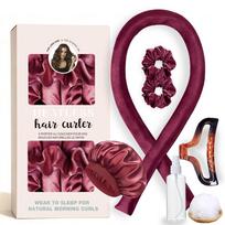 Overnight Heatless Curling Rod Headband Silk Satin No Heat Hair Curler Kit For Sleeping Create Soft Large Waves Without Heat Damage Wine Red black