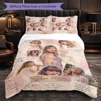 Taylor Swift Customized Name Text Bedding Set, 1 Duvet Cover & 2 Pillowcases Personalized Bedroom Gift 140cmx210cm
