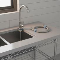 Stainless Steel Kitchen Sink Easy to Clean Utility with Stand and Shelf Heavy Duty 201 Ss Faucet SET gray