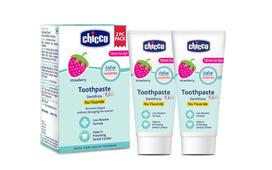Chicco Toothpaste For Kids, Best For Baby (1Y-6Y), Strawberry Flavour, 50G (Pack Of 2) | Fluoride-Free & Low Abrasive | Plaque, Helps Preve white