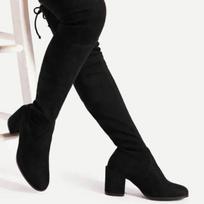 Autumn and Winter Over The Knee Thigh High Boots Warm Fleece Suede Elastic Boots Plus Size 40-43 Women Boots Botas Femininas 37 black