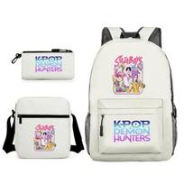 K-Pop Anime Print School Backpack Kids Teens Lightweight Oxford Fabric Dual Shoulder Bag 16-inch Laptop Compatible 3-piece set