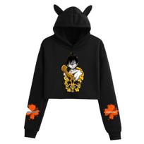 Ladies' Dragon Ball Goku Cat Ear Hoodie - Saiyan Series Printed Design Small black