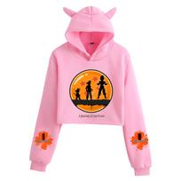 Ladies' Dragon Ball Goku Cat Ear Hoodie - Saiyan Series Printed Design Medium pink