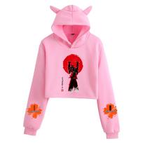 Ladies' Dragon Ball Goku Cat Ear Hoodie - Saiyan Series Printed Design Large pink