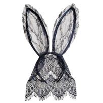 Real shot, accessories rabbit headdress, lace rabbit ears, veil headband, black face-covering bunny ears. One size fits all juoda