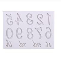 Silicone Number Letter Mold Letter Shape Clay Epoxy Resin Mold Fondant Baking Mold  Cake Decoration Silicone Mold white