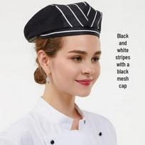 Unisex Chef & Waiter Beret Hat with Logo for Kitchen & Catering Adjustable beige