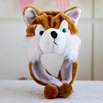 Gray Wolf Dog Husky Hood: Cute Cartoon Animal Hat for Boys - Warm Autumn/Winter S white