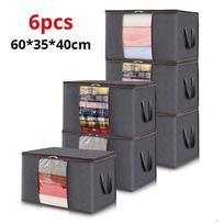 6 vnt/komplektas Drabužių laikymo krepšiai Atnaujinti sulankstomi medžiaginiai laikymo krepšiai Sandėliavimo konteineriai miegamojo kambariui tvarkyti 6PCS gray