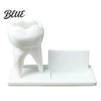 Dental Pen Holder 3D Printed Tooth with Business Card Holder 2 in 1 Desktop Organizer Teeth Shape Desk Organizer Dentist Office Decor Creative Gift white