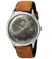 Orient Bambino Version 4 Automatic Hand-Winding Watch, FAC08003A0, Gray Dial, Stainless Steel Case, Brown Leather Strap, Men's gray