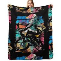 Retro Bmx Apparel - Vintage Bmx Bike Racing Throw Blanket Lightweight Warm Blanket for Indoor Outdoor Use 75cm*90cm gray