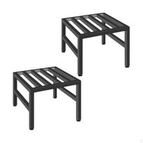 2 Pieces Metal Plant Stand Low Profile Wrought Iron Heavy Duty Square Planter Riser for black