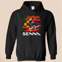 hoodie-Casual Pullover Sweatshirt Ayrton Senna Racing Black Size S-3XL S black