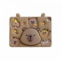 Capybara Silicone Tablet Case IPad Air Pro 11 Inch Shockproof Stand Cover Cartoon Style With Optional Lanyard iPad Mini 1-2-3-4-5 gray