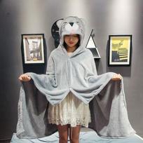 Cute Cartoon Cape Flannel Blanket Lazy Shawl Cape Student Hooded Home Office Nap Blanket Matches the image,100X160CM
