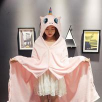 Cute Cartoon Cape Flannel Blanket Lazy Shawl Cape Student Hooded Home Office Nap Blanket Matches the image,100X160CM