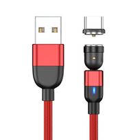 1m 2m 3m Magnetinis įkrovimo laidas Micro USB Type CTelefono įkrovimo laidas Samsung Xiaomi Įkrovimo laidas 540 laipsnių besisukantis 1m/for Type C raudona