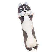 Hot 80cm/100cm Funny Long Husky Stuffed Doll Soft Big Husky Lying Plush Toy Grey Dog Animals Pillow Cushion Kids Birthday Gift 70cm white
