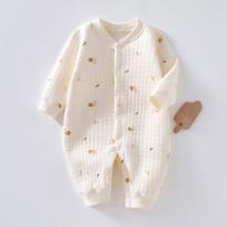 Šiltas storas medvilnės pamušalu kūdikio šliaužtinukas pavasariui, rudeniui ir žiemai Size 59 beige