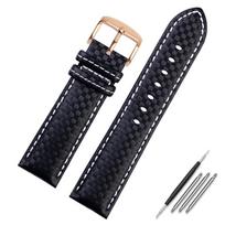 20mm 22mm Quick Release Black Carbon Fiber Leather Watch Strap Band For Galaxy Watch 7 6 5 4 40mm 44mm Gear S3 Replacement Band 24mm gray