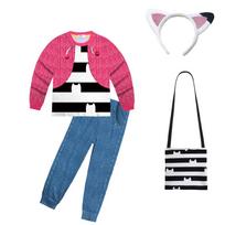 Children's Halloween Gabby Dress Up Baby Girls Gabbys Dollhouse Costume Kids Pajamas Set Long Sleeve T Shirt Pants Party Outfits 110cm pink