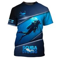 Custom Name 3D Print Diver T Shirts Tops Summer Short Sleeve Casual Scuba Diving Tshirt For Men Clothes New In Mens Tee Shirts 4XL blue