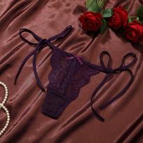 Sexy Thongs Fine Lingerie Adjustable And Detachable Waist Belt Lace Women Sexy Low Waist Perspective Super Comfortable Bow Lingerie L violetinė