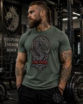 HILDUR Viking Dragon T-Shirt, Norse Warrior Graphic Tee, Medieval Fantasy Apparel 130 black