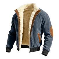 Men's Vintage Hooded Winter Jacket with and Print for Outdoor Cold L tamsiai mėlyna