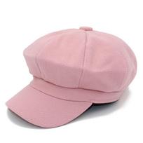 Autumn and winter new solid color wool beret women's retro woolen octagonal hat versatile thickened literary and artistic painter hat One size fits all rožinė