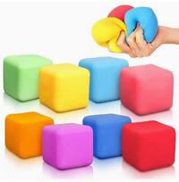 Schylling Needoh Nice Cube Glow Sensory Toy With A Super Solid Squish - Glows In The Dark And Always Returns To Its Square Shape 1pcs orange