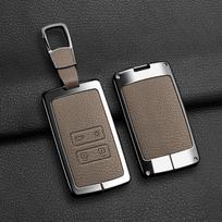 Metalinė odinė automobilio rakto dėklas dangtelis Renault Captur Megane Talisman Espace Clio Zoe Koleos Scenic Arkana Sandero Kadjar gray