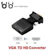VGA į HDMI ir HDMI į VGA konverterio adapteris PC į HDTV suderinamam projektoriui, vaizdo konverteris VGA to HDMI juoda