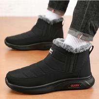 2025 m. Nauji vandeniui atsparūs sniego batai vyrams, įsispiriami, šilti, sutirštinti pliušiniai ankle boots, vyriški, plokščiapadžiai, neslystantys, medvilne paminkštinti batai, vyras 42 juoda