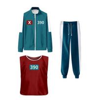 Calamari Games Cosplay kostiumas Trijų dalių rinkinys Džemperis Sportinis kostiumas Švarkas Liemenė Kelnės Unisex Džemperiai Sportinis kostiumas Suaugusiems Vaikams M G blue