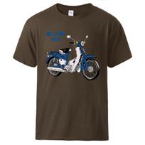Klasikinis Super Cub C50 Motociklo Spaudinys Vyriški Marškinėliai Medvilniniai Madingi Trumpomis Rankovėmis Švelnūs Kvėpuojantys Marškinėliai universalūs Pagrindiniai Marškinėliai M black