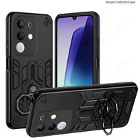 Dual Finger Ring Armor Cover for Vivo Y29 4G Case for Vivo T4X Rotate Metal Bracket Kickstand Holder Case Shockproof Capa for Vivo T4X juoda