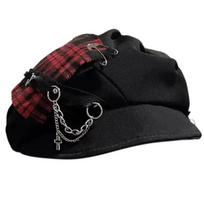 Dark Beret Cabbie Hat Tartan Painter Hat Beret Baker Boy Hat for Street Strolling Dark Fashion Hat Props raudona
