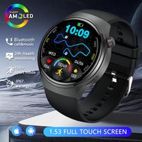 Watch 4 Pro Sports Smart Watch Men 360*360 AMOLED HD Screen Heart Rate Bluetooth Call IP68 Waterproof Music SmartWatch 2025 New gray