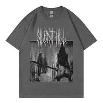 Silent Hill 2 Game Graphic T Shirts Men Women Gothic Vintage Short Sleeve Tshirt High Quality Fashion Oversized Cotton Tshirts 4XL gray