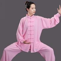 Clothing Loose Chinese Traditional Tang Suit Kung Fu Clothes Retro Oriental Unisex Tai Chi Elastic Waist Loungewear L rožinė