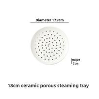 Microwave Oven Ceramic Steaming Tray, Food-grade Multi-functional Steaming Tray for Steaming Buns and Fish, Kitchen Household Plate, Draining Tray Diameter: 18 cm balta
